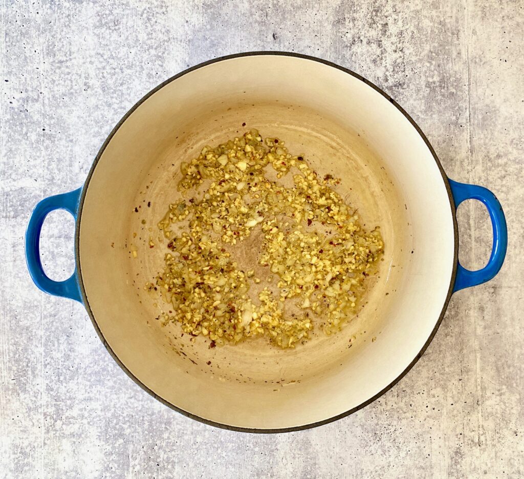 aromatics cooked in a dutch oven
