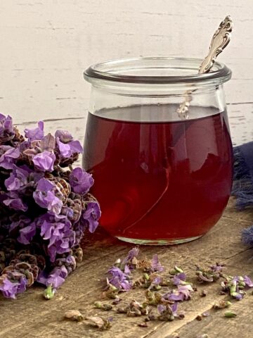 lavender syrup in a jar