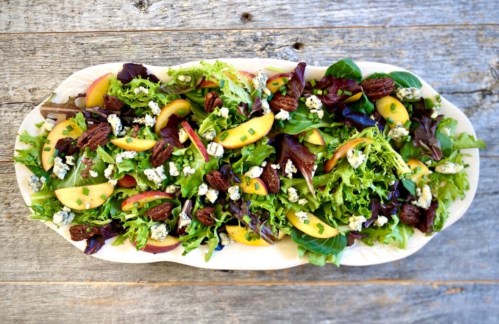 Platter of peach salad