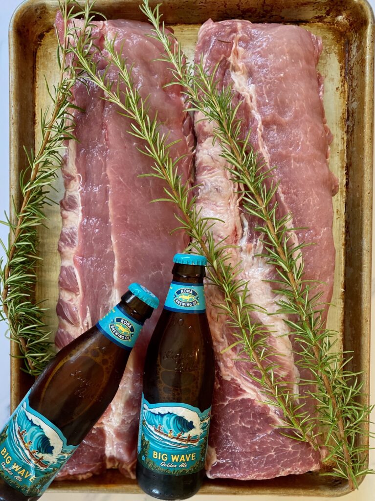 2 racks of ribs and 2 bottles of beer