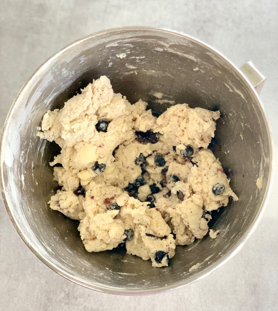 Scone dough with lemon and blueberry